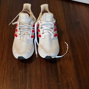 Adidas White ultra boost with Red Stripes great condition!